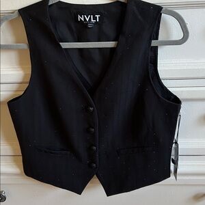 NVLT Black beaded 4 button vest. Size small (4-6) .